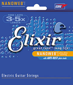 Elixir 12102 Medium Nickel Plated Steel with NANOWEB Coating Electric Guitar String Set