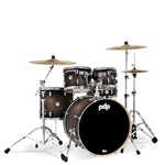 PDP Concept Maple 5-Piece Shell Pack, Satin Charcoal Burst Lacquer w/Chrome Hardware; 8x10, 9x12, 14