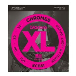 D'Addario ECB81 Chromes Flat Wound 45-100 Bass String Set