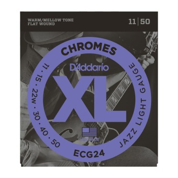 D'Addario ECG24 Chromes Flat Wound Jazz Light Electric Guitar String Set