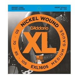 D'Addario EXL160S XL 50-105 Short Scale 4-String Bass Strings