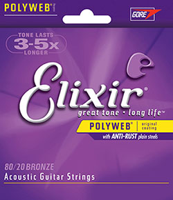 Elixir 11050 Light 80/20 Bronze with POLYWEB Coating Acoustic Guitar String Set