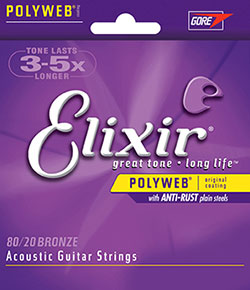 Elixir 11100 Medium 80/20 Bronze with POLYWEB Coating Acoustic Guitar String Set