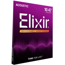 Elixir 16002 Extra Light Phosphor Bronze with NANOWEB Coating Acoustic Guitar String Set