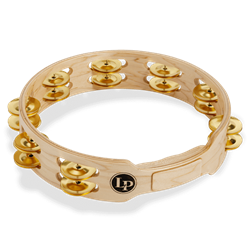 Latin Percussion 10" Double Row Brass Jingles Wood Tambourine; LP382-B