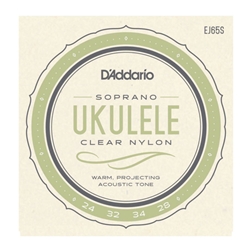 D'Addrio EJ65S Soprano Ukulele String Set Clear Nylon