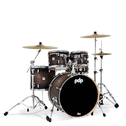 PDP Concept Maple 5-Piece Shell Pack, Satin Charcoal Burst Lacquer w/Chrome Hardware; 8x10, 9x12, 14